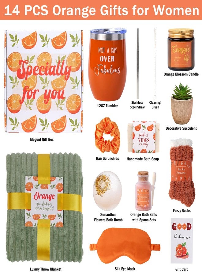 Ithmahco Care Package For Women, Self Care Gifts for Women, Get Well Soon, Orange Fall Themed Gifts for Woman, Relaxation Spa Gift Baskets for Woman, Thinking of You Birthday Gift, Feel Better Self Care Kit - Image 2